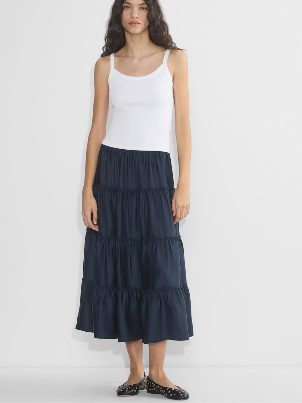 Tiered Black Maxi Skirt - Women's
